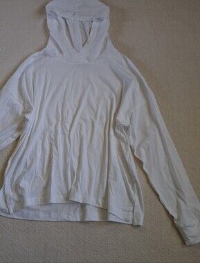 eddie bauer ♡ longsleeve lightweight hooded top white relaxed large cotton